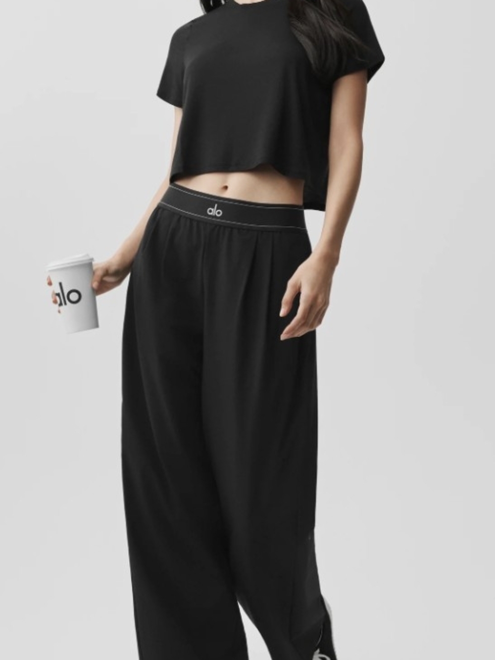 Alo High-Waist Wide Leg Pants - Black